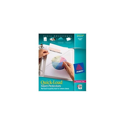 Avery 73802 Quick Top & Side Loading Sheet Protectors, Letter, Diamond Clear (Box of 50)