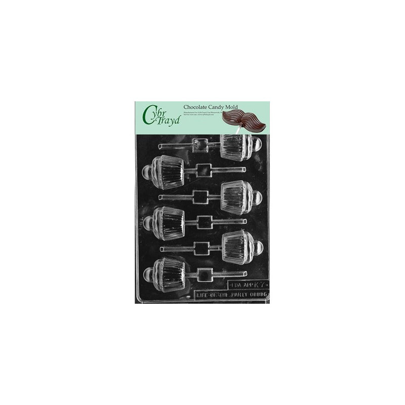 Cybrtrayd Life of the Party K007 Cupcake Lolly Chocolate Candy Mold in Sealed Protective Poly Bag Imprinted with Copyrighted Cybrtrayd Molding Instructions
