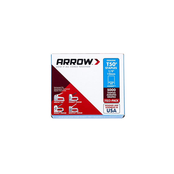 Arrow Fastener 508IP Genuine T50 1/2-Inch Staples, 5,000-Pack