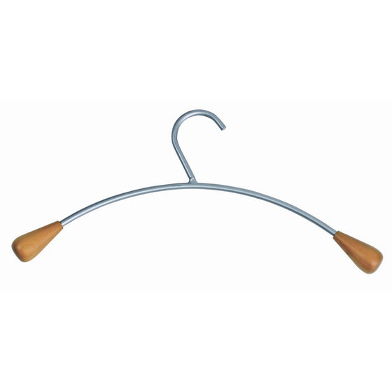 Alba Coat Hanger Set, Silver Metallic and Light Wood, 6 Hangers per Set (PMCIN6)