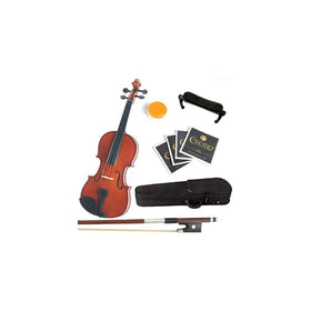 Mendini 1/2 MV200 Solid Wood Natural Varnish Violin with Hard Case, Shoulder Rest, Bow, Rosin and Extra Strings