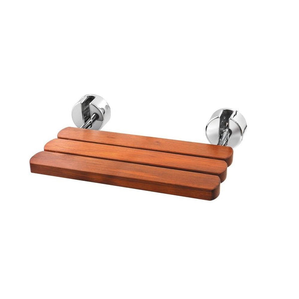 Mr. Steam MS WALLSEAT PC Teak Wood Wall-Mounted Seat for Steambath, Polished Chrome