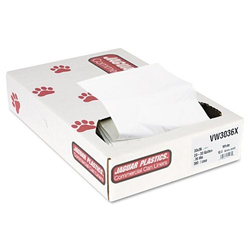 Jaguar VW3036X LLDPE Waste Can Liner, 0.7 Mil, Star Seal, 36" x 30", White (Pack of 200)