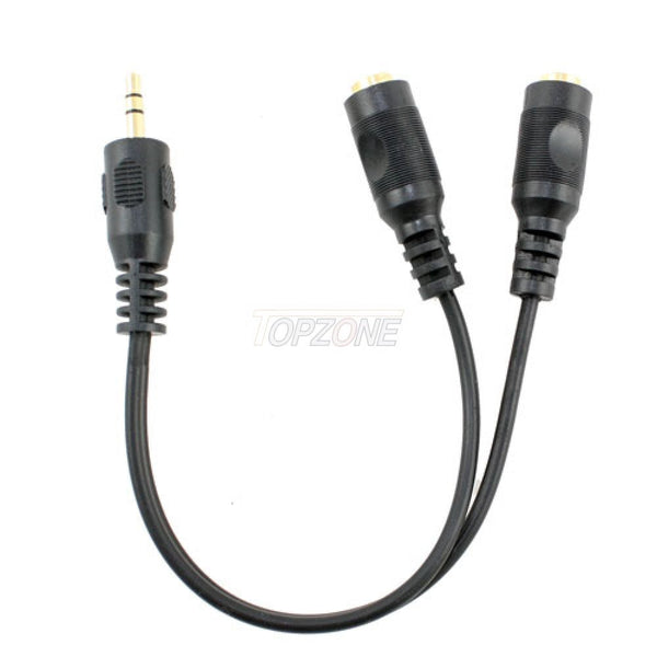 Topzone 4 inch 3.5mm Stereo "Y" Cable: 3.5mm Stereo Plug to Two 3.5mm Stereo Jacks