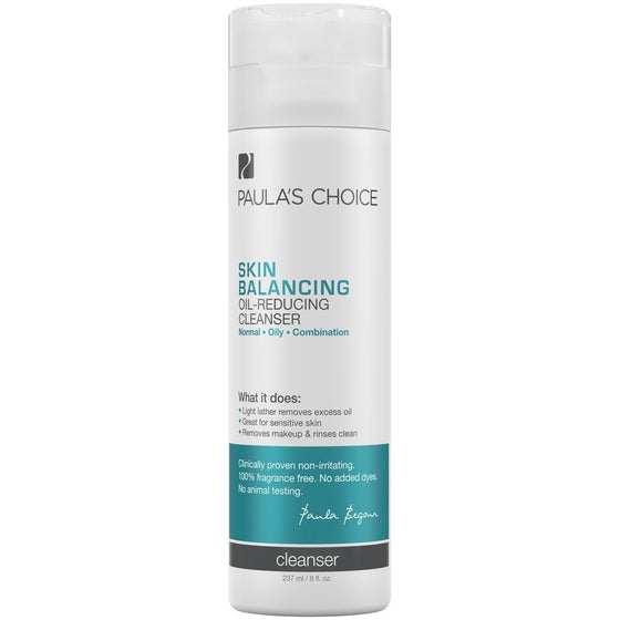 Paula's Choice-SKIN BALANCING Oil-Reducing Cleanser-with Ceramides & Aloe-Facial Cleanser for Normal Combination Oily Skin-1-8 oz bottle