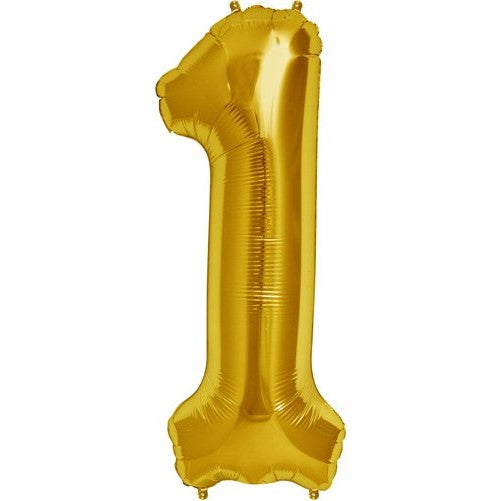 Number 1 - Gold Helium Foil Balloon - 34 inch