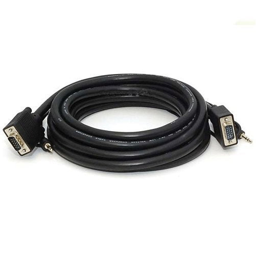 Cable N Wireless SVGA VGA Cable with 3.5mm Audio for Laptop OC to TV Monitor (US Seller) (15 Feet)