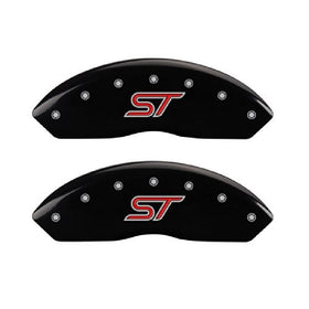 MGP Caliper Covers 10231SSTOBK 'ST' Engraved Caliper Cover with Black Powder Coat Finish and Silver Characters, (Set of 4)