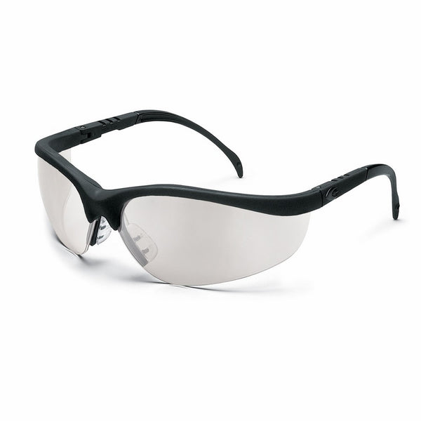 MCR SAFETY KD119 Klondike Safety Glasses, Black Matte Frame, Clear Mirror Lens