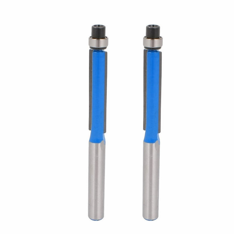 uxcell 2pcs 3" Long 2 Edges Flush Trim Router Bit 1/4" x 1/4" for Carpenter