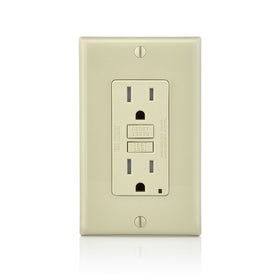 Leviton GFTR1-I SmarTest Self-Test SmartlockPro Slim GFCI Tamper-Resistant Receptacle with LED Indicator, 15-Amp, Ivory