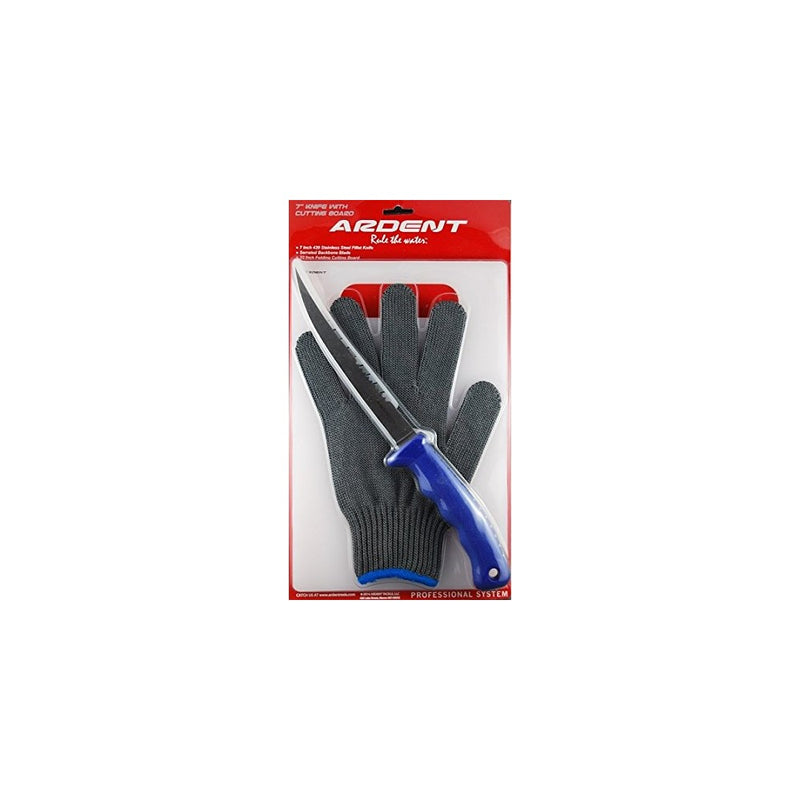 Ardent 6" Filet Knife with Cutting Board & Glove