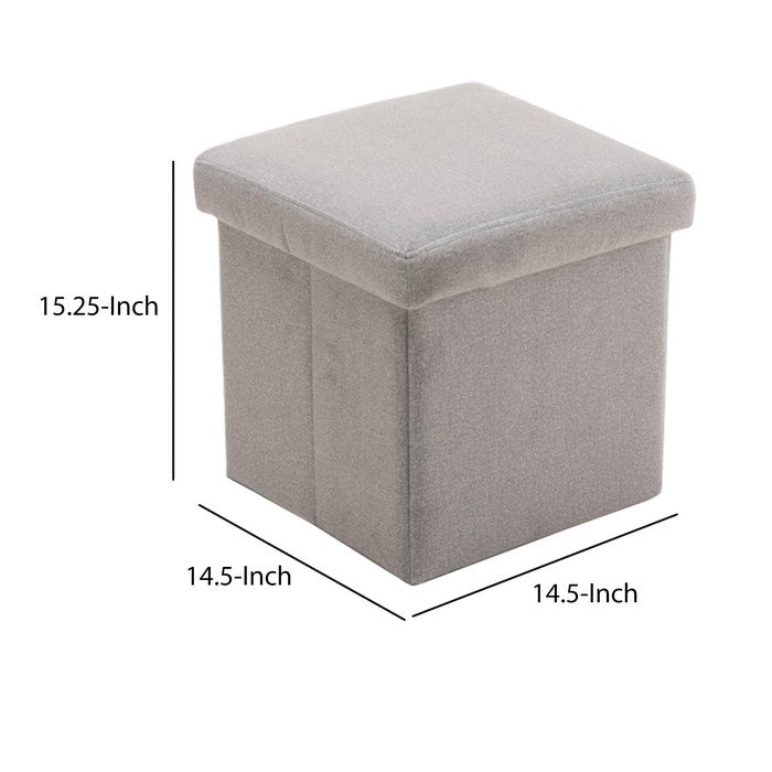 Fabric Upholstered Wooden Frame Foldable Storage Ottoman, Gray