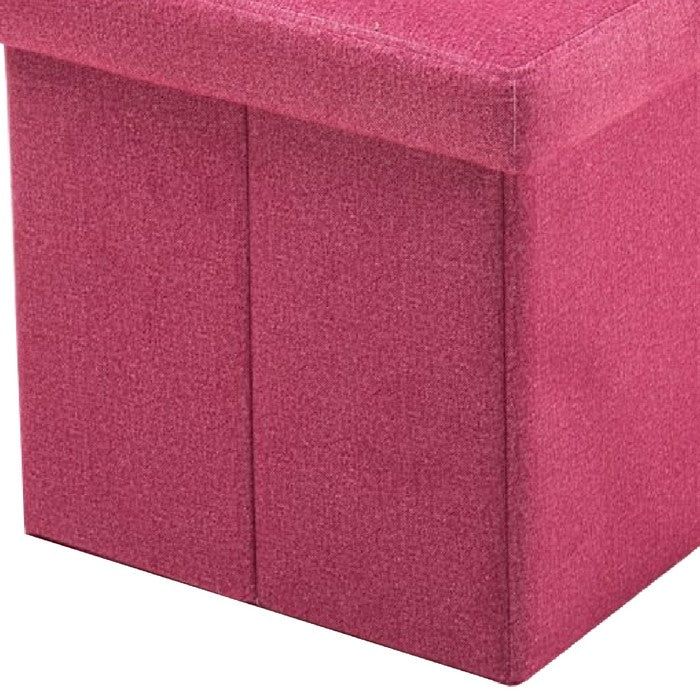Fabric Upholstered Wooden Frame Foldable Storage Ottoman, Pink