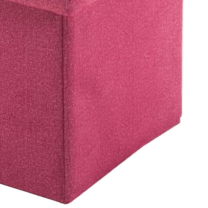 Fabric Upholstered Wooden Frame Foldable Storage Ottoman, Pink