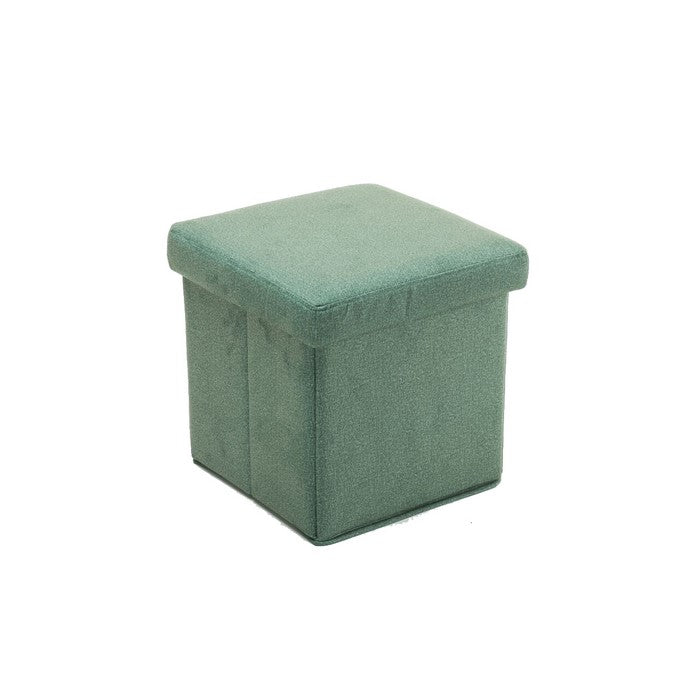 Fabric Upholstered Wooden Frame Foldable Storage Ottoman, Green