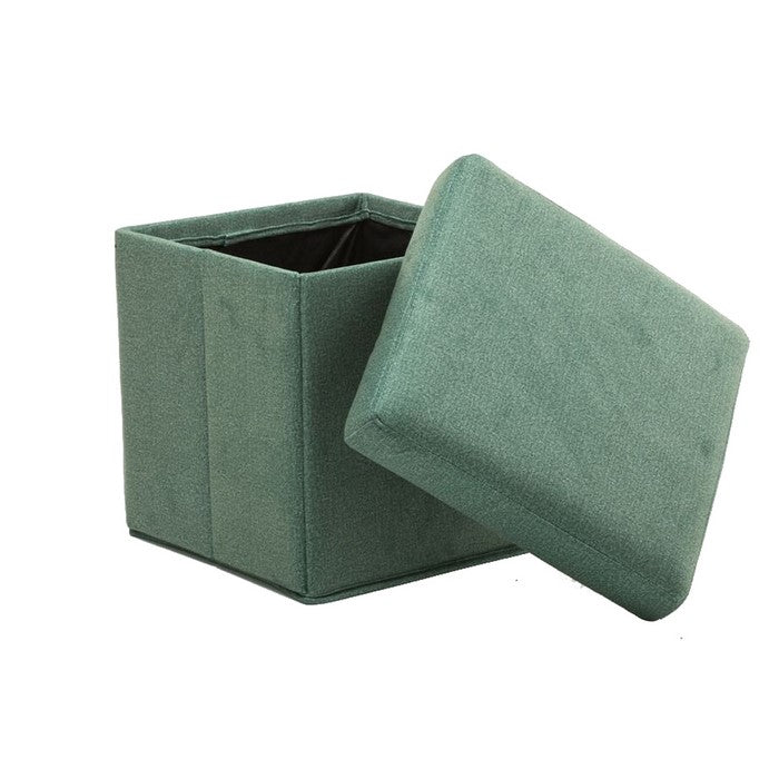 Fabric Upholstered Wooden Frame Foldable Storage Ottoman, Green