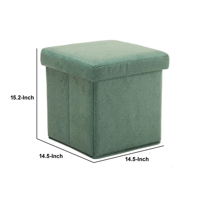 Fabric Upholstered Wooden Frame Foldable Storage Ottoman, Green