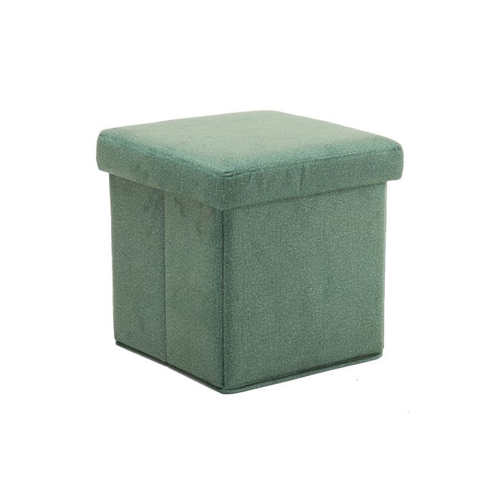 Fabric Upholstered Wooden Frame Foldable Storage Ottoman, Green