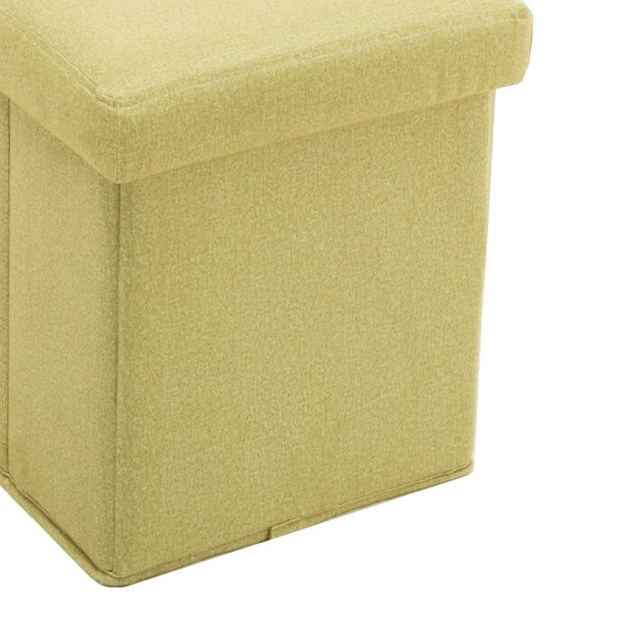 Fabric Upholstered Wooden Frame Foldable Storage Ottoman, Yellow