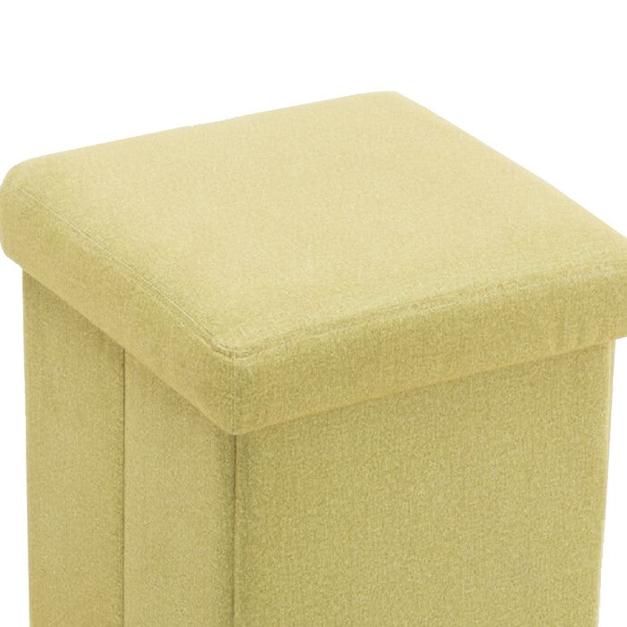 Fabric Upholstered Wooden Frame Foldable Storage Ottoman, Yellow