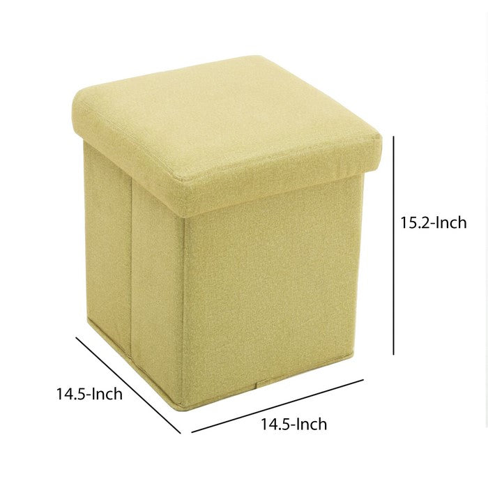 Fabric Upholstered Wooden Frame Foldable Storage Ottoman, Yellow
