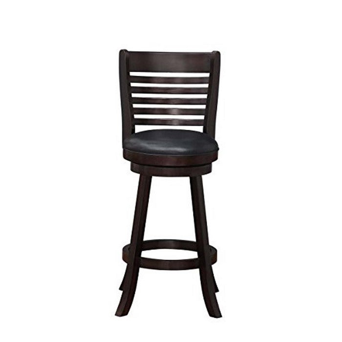 Swivel Barstool with Leatherette Seating, Set of 2, Brown and Black