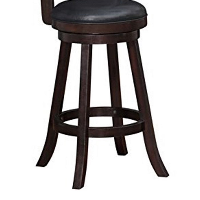Swivel Barstool with Leatherette Seating, Set of 2, Brown and Black