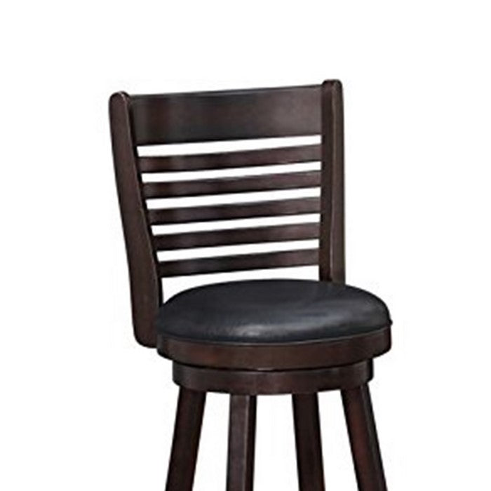 Swivel Barstool with Leatherette Seating, Set of 2, Brown and Black