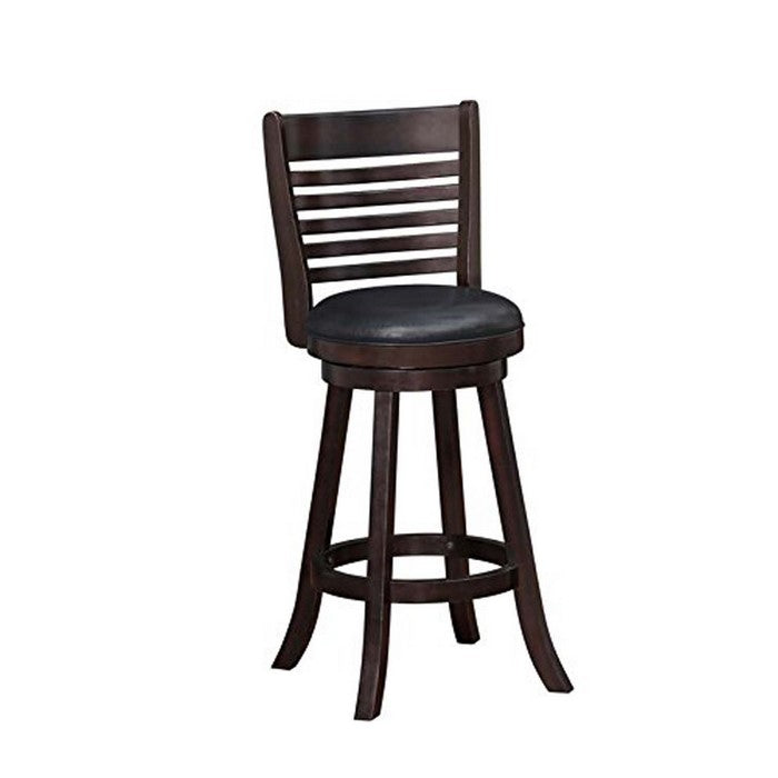 Swivel Barstool with Leatherette Seating, Set of 2, Brown and Black