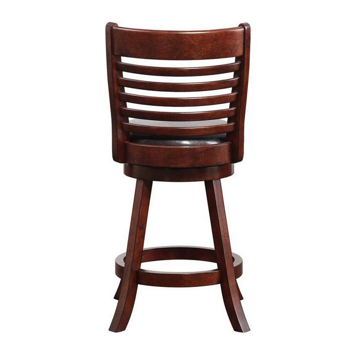 Leatherette Swivel Counter Stool with Ladder Back, Set of 2, Brown