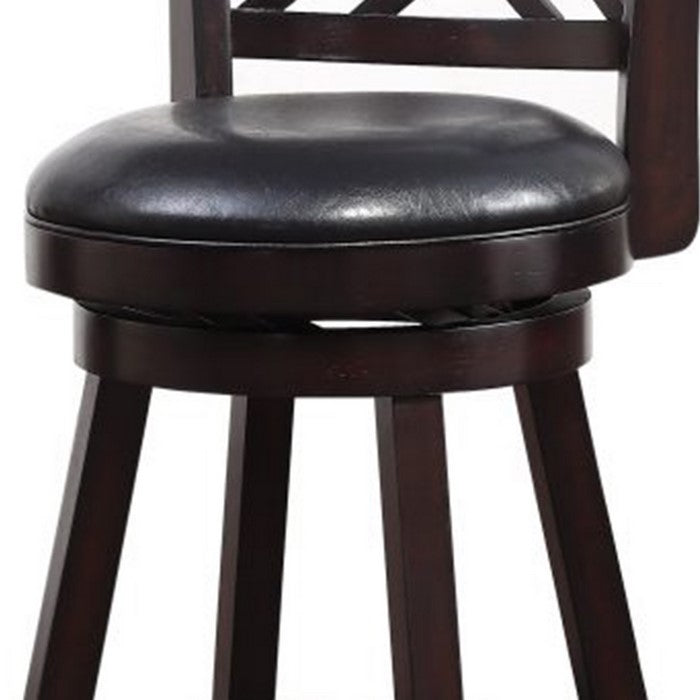 Double X Backrest Leatherette Swivel Counter Stool, Set of 2, Black and Brown