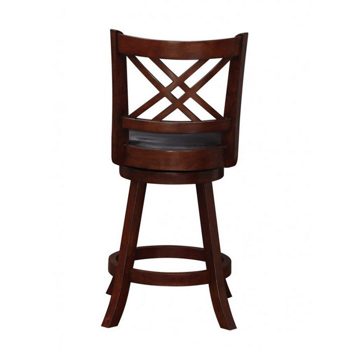 Double X Backrest Leatherette Swivel Counter Stool, Set of 2, Brown