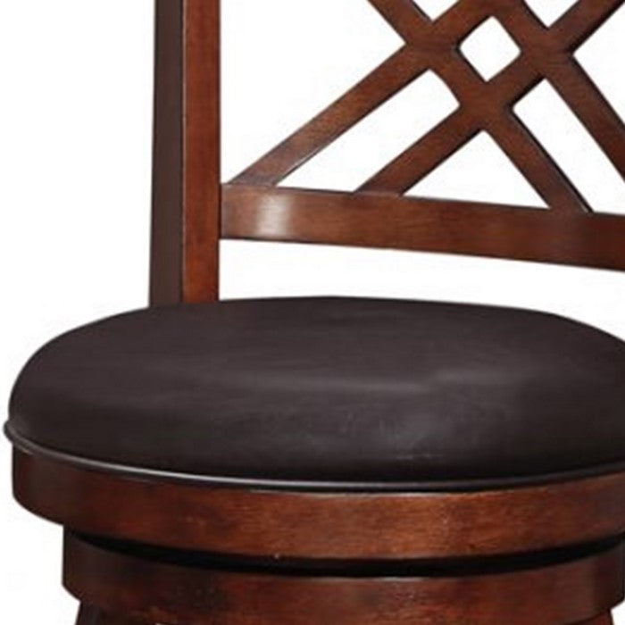 Double X Backrest Leatherette Swivel Counter Stool, Set of 2, Brown