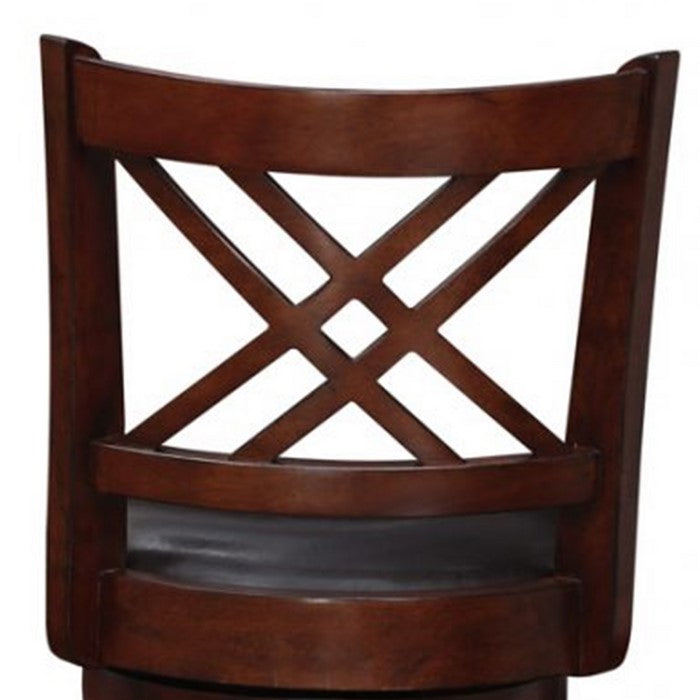 Double X Backrest Leatherette Swivel Counter Stool, Set of 2, Brown