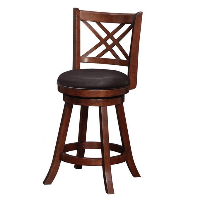 Double X Backrest Leatherette Swivel Counter Stool, Set of 2, Brown