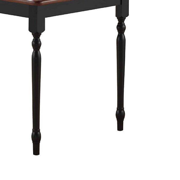 Rectangular Ceramic Tile Top Dining Table with Turned Legs, Black and Brown
