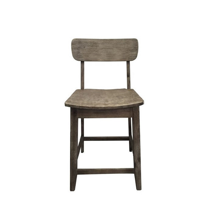Curved Seat Wooden Frame Counter Stool with Cut Out Backrest, Gray