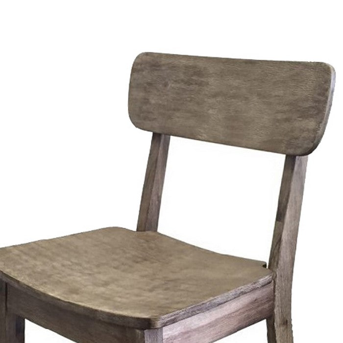 Curved Seat Wooden Frame Counter Stool with Cut Out Backrest, Gray