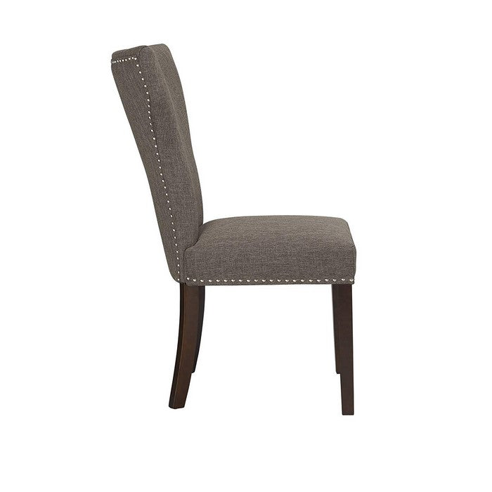 Fabric Upholstered Side Chair with Wingback Design, Set of 2,Gray and Brown