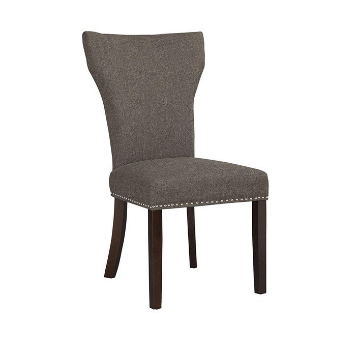 Fabric Upholstered Side Chair with Wingback Design, Set of 2,Gray and Brown
