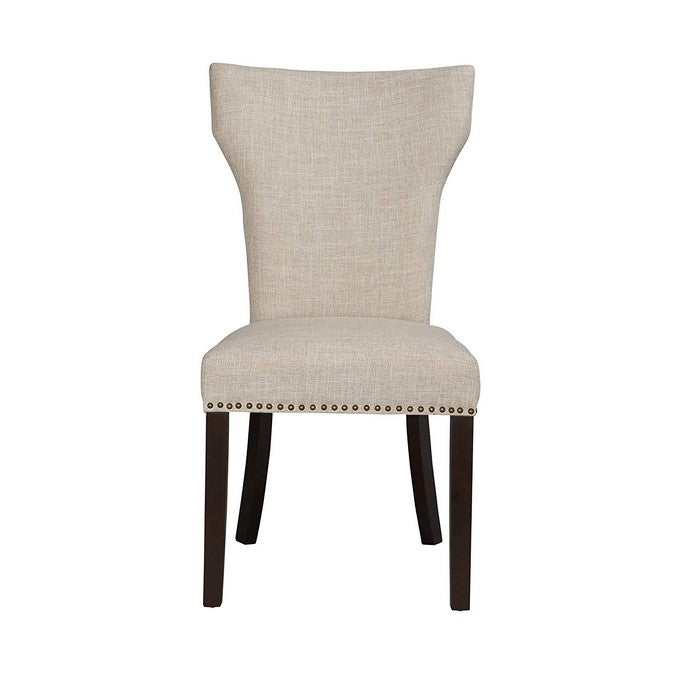 Fabric Upholstered Side Chair with Wingback Design,Set of 2,Beige and Brown