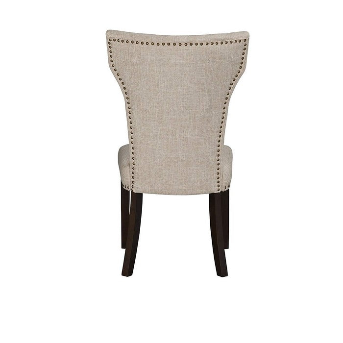 Fabric Upholstered Side Chair with Wingback Design,Set of 2,Beige and Brown