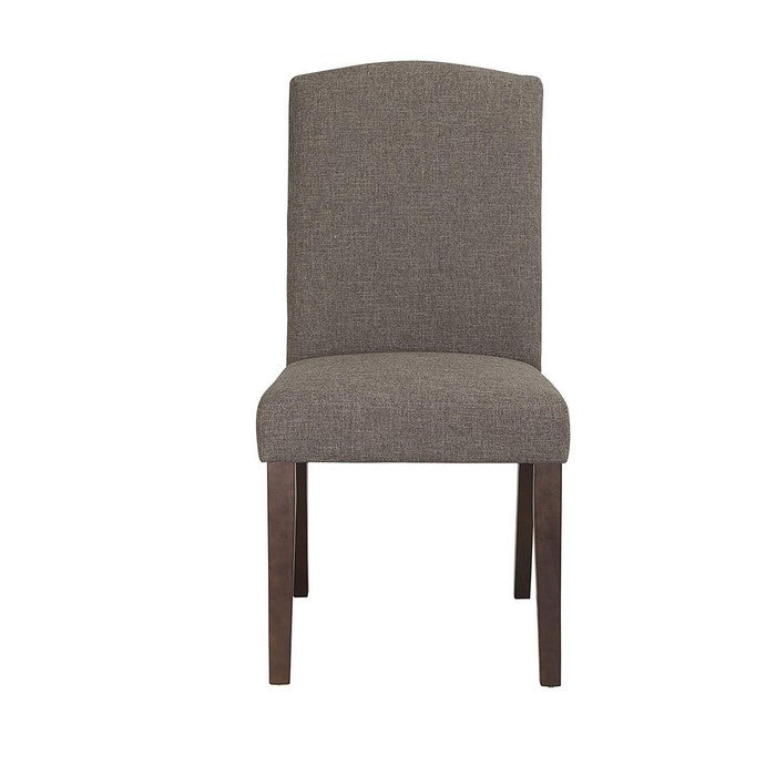 Fabric Upholstered Dining Chair with Curved Back, Set of 2, Gray and Brown