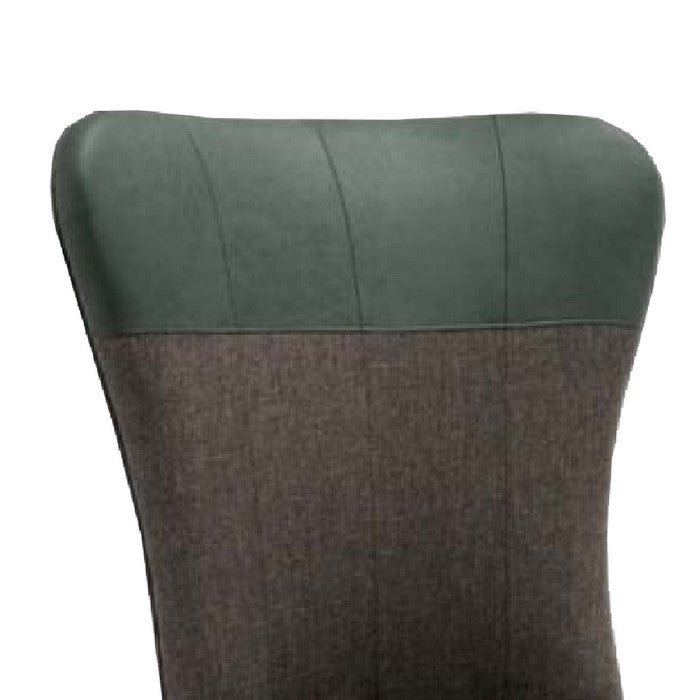 Two Tone Fabric Upholstered Dining Chair, Set of 2, Green and Gray