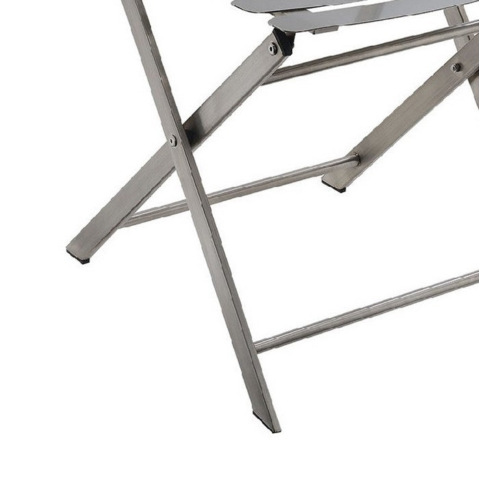 Industrial Styled Metal Folding Chair, Silver, Pack Of Two