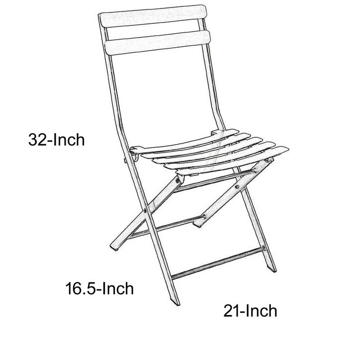 Industrial Styled Metal Folding Chair, Silver, Pack Of Two