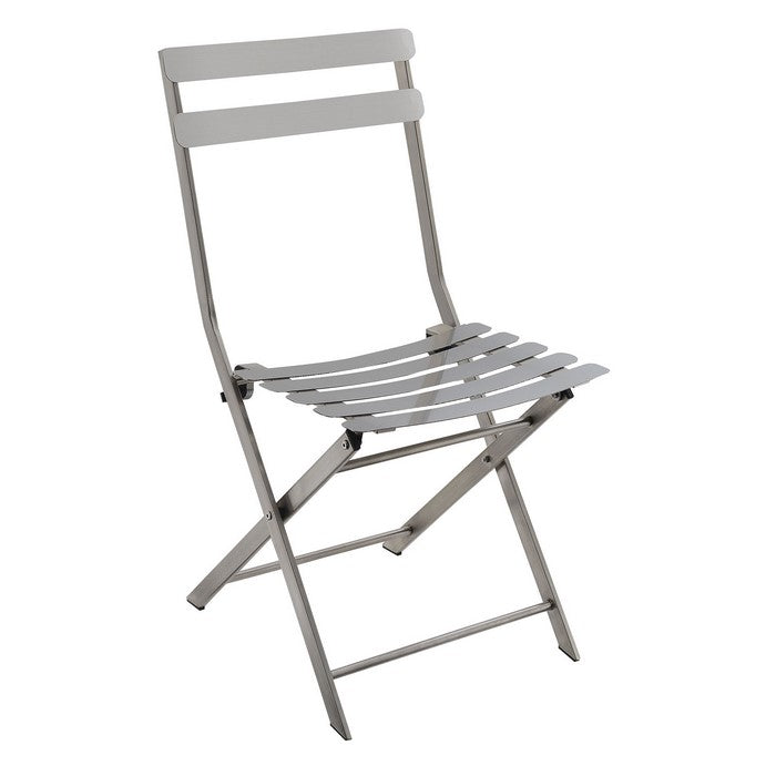 Industrial Styled Metal Folding Chair, Silver, Pack Of Two