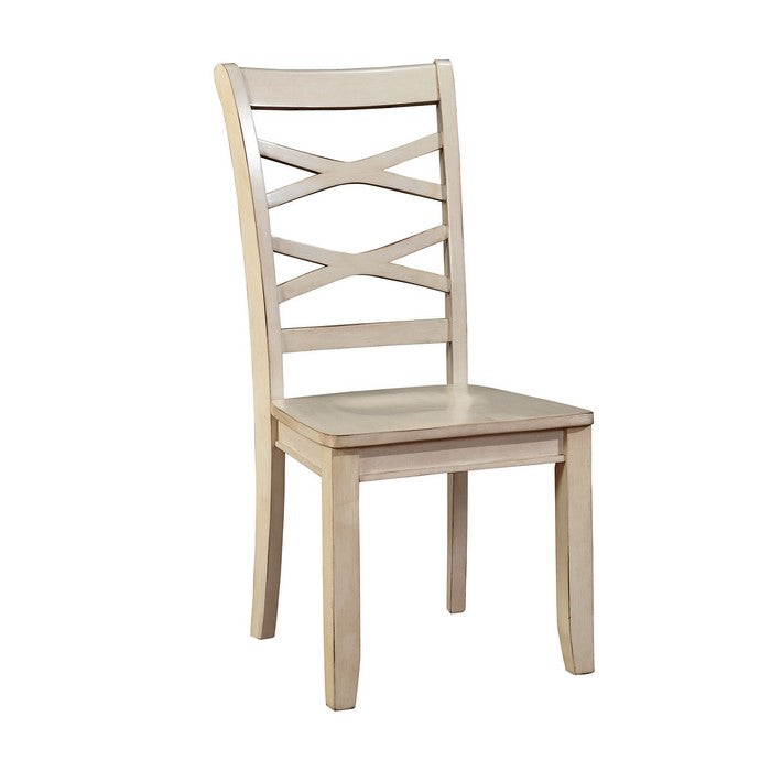 Wooden Side Chair With Tapered Leg, Beige, Pack Of Two