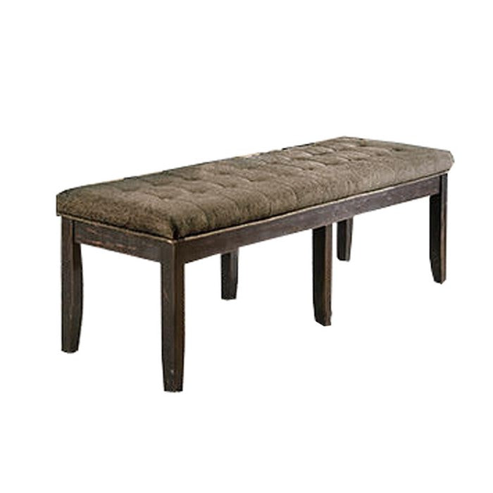 Button Tufted Fabric Upholstered Wooden Bench, Brown